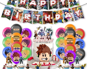 Roblox Party Set Party Supplies Banner Toppers Balloons Gaming Birthday Decoration