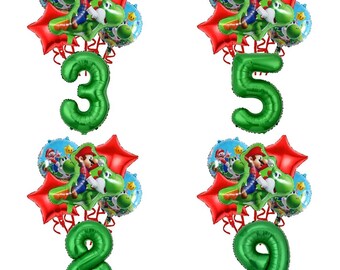 Super Mario Balloons Set With Numbers Party Supplies Kid Birthday Decoration