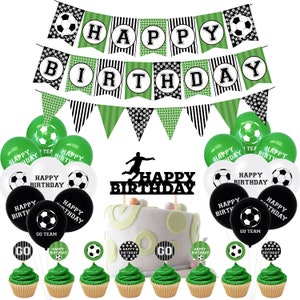 Soccer Party Set Party Supplies Sports Football Banner Toppers Balloons Kids Birthday Decoration