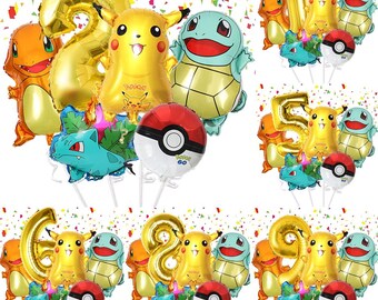 Pokemon Balloons Set With Numbers Party Supplies Kid Birthday Decoration