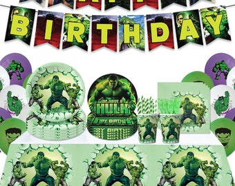 Avengers Hulk Tableware Party Supplies Superhero Plates Napkins Tablecloth Kids Birthday Decoration