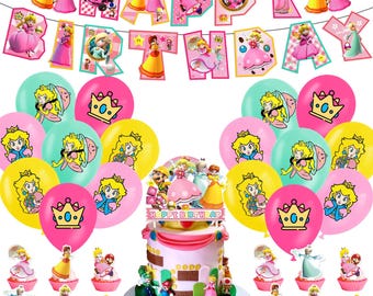 Princess Peach Party Set Party Supplies Super Mario Girls Birthday Decoration