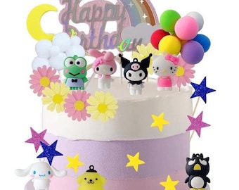 26pcs Sanrio Cake Topper Set Party Supplies Hello Kitty Kuromi Melody Birthday Decoration