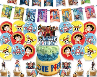 One Piece Party Set Party Supplies Banner Balloons Toppers Kids Children Birthday Decoration