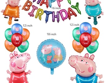 Peppa Pig Foil Balloon Set Party Supplies Peppa George Family Kids Birthday Decoration