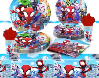 Spiderman Tableware Party Supplies Banner Plates Napkins Tablecloth Kids Birthday Decoration