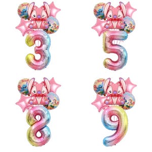 Stitch Balloons Set With Numbers Party Supplies Kid Girls Birthday Decoration