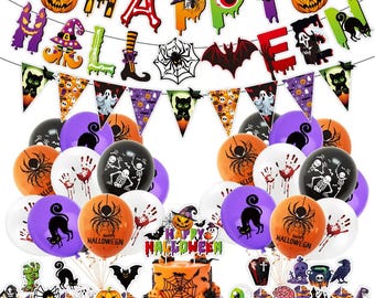 Halloween Party Set Party Supplies Balloons Banner Toppers