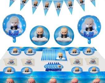 Boss Baby Tableware Party Supplies Banner Plates Napkins Tablecloth Kids Children Birthday Decoration