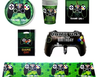 Game On Tableware Party Supplies Plates Napkins Balloons Tablecloth Gaming Birthday Decoration