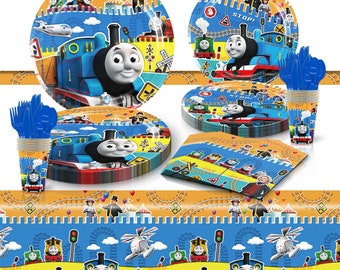Thomas the Tank Engine Tableware Party Supplies Plates Napkins Cups Tablecloth Kids Birthday Decoration
