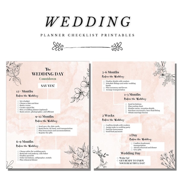 Wedding Checklist Timeline Printable - Etsy