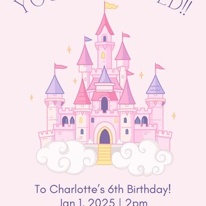 Castle Princess Birthday Invite | Canva Invite Digital Template | Girls Birthday Invite | Pink Castle Invite | Pink Princess Invite