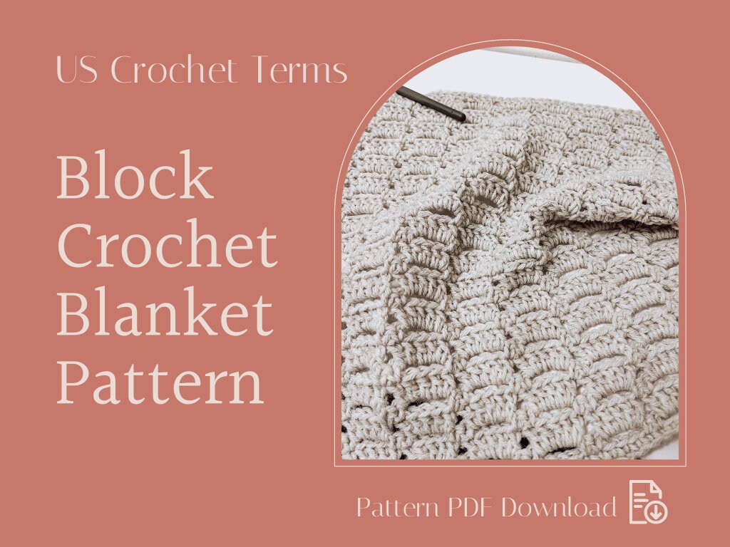 Block Crochet Blanket Pattern US Crochet Terms Crochet Etsy