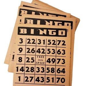 Libro de tarjetas de hojas de bingo de papel vintage (25 hojas) Tarjetas de bingo de color rosa vintage