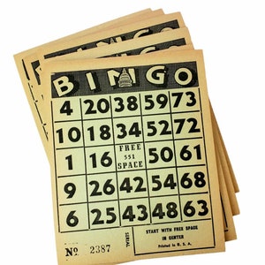 Libro de tarjetas de hojas de bingo de papel vintage (25 hojas) Tarjetas de bingo de color verde claro vintage
