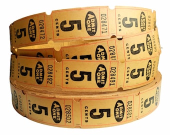 Vintage 1940 Admite un lote de boletos de 5 centavos, boletos de rollo raros vintage para recuerdos coleccionables de Scrapbooking (cantidad de elección)