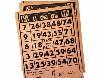 Vintage Paper Bingo Jarco Hoja Tarjetas Libro (25 Hojas) Vintage Rosa Color Tarjetas de Bingo