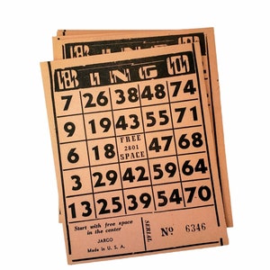 Vintage Paper Bingo Jarco Hoja Tarjetas Libro (25 Hojas) Vintage Rosa Color Tarjetas de Bingo