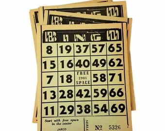Vintage Paper Bingo Jarco Hoja Tarjetas Libro (25 Hojas) Vintage Luz Verde Color Tarjetas de Bingo