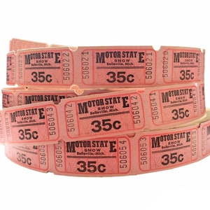 Vintage 1950er Jahre Motor State Show 35 Cent Tickets Lot, Vintage Rare Roll Tickets für Scrapbooking Sammlerstücke Erinnerungsstücke (Menge der Wahl)