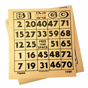 Libro de tarjetas de hojas de papel de bingo Capitol vintage (25 hojas) Tarjetas de bingo de color marfil vintage
