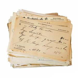 Vintage Pharmacy Rx Prescriptions Handwritten And Typewritten Sheets, Assortment of 1900s to 1970s Drugstore Dr. Medical Prescriptions