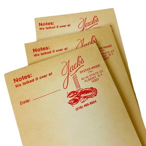 Vintage 1960er Jahre Jack's Oyster House Order Sales Pad (50 Blatt) von Albanien New York, Vintage Werbequittung Rechnungsbestellbuch Ephemera