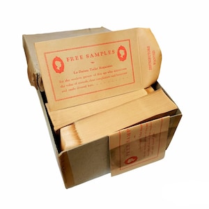 Vintage La Dainity Free Samples-enveloppen uit de jaren 40 met gegomde flappen, vintage reclame-enveloppen