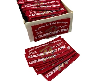 Vintage 1970s Marlboro Country Store Fabric Woven Sewing Embroidered Clothing Labels