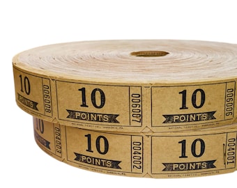 Rollo de boletos antiguos y raros de 10 puntos, cupones de rollo de boletos sin abrir, lote de boletos retro antiguos y efímeros de época (aproximadamente 2000 boletos).