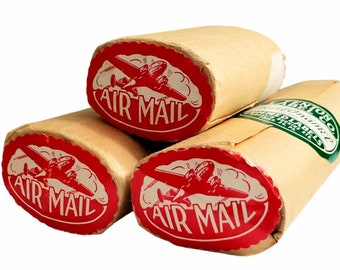 Vintage 1940s Air Mail Gummed Labels (500 Label Pack Available) From Fenton Label Company, Vintage Shipping Labels FentOnamel