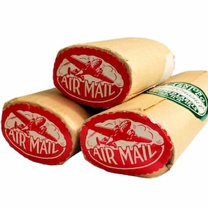 Vintage 1940er Jahre Luftpostgummierungsetiketten (500 Etikettenpaket verfügbar) von Fenton Label Company, Vintage Versandetiketten FentOnamel