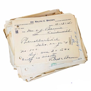 Vintage Pharmacy Rx Prescriptions Handwritten And Typewritten Sheets, Assortment of 1900s to 1970s Drugstore Dr. Medical Prescriptions image 8