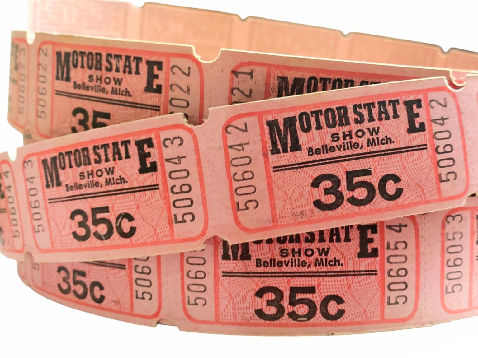 Vintage 1950s Motor State Show 35 Cent Tickets Lot, Vintage Rare Roll