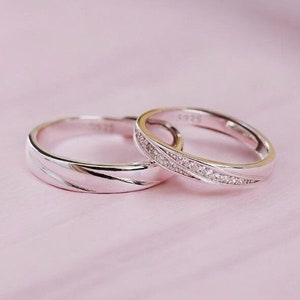 Classic Engagement Rings Set, 925 Sterling Silver Rings, Couple Rings, Zircon Rings, Statement Rings, Promise Ring, His and Hers Rings