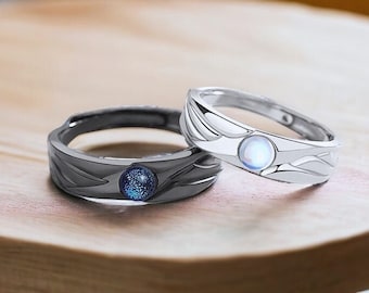 His & Hers Sterling Silver Couple Rings, Zircon Stone Promise Rings