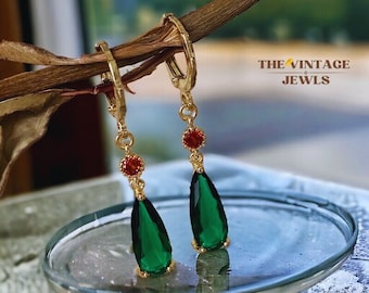 Howl’s Moving Castle Earrings, Howl's Castle Jewelry, Howl's Earrings, Gold-plated Earrings, Anime Cosplay Jewelry, Emerald Earrings