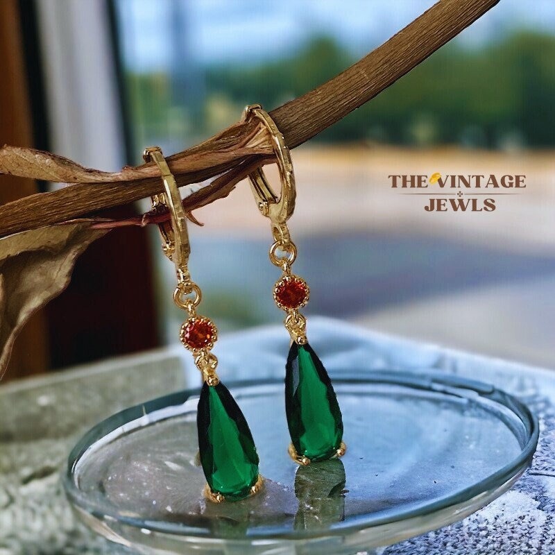 Howls Moving Castle Earrings Howl s Castle Jewelry Howl s Earrings Gold plated Earrings Anime Cosplay Jewelry Emerald Earrings Etsy