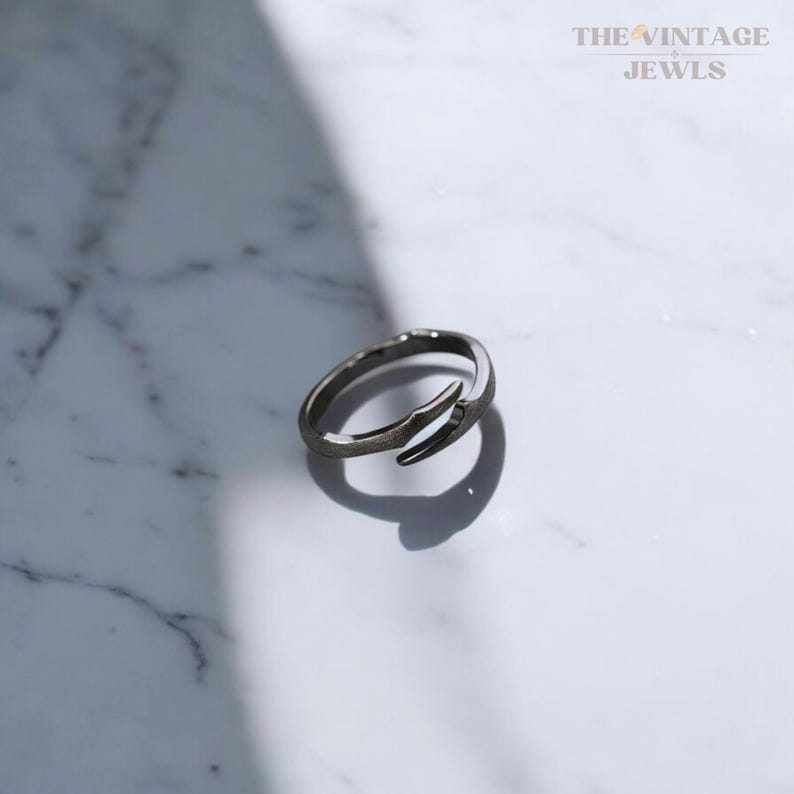 Thorny Flower S925 Sterling Silver Ring Set, Black Ring Set, Rings with Thorns, Couples Ring Set, Adjustable Rings, Goth Style Jewelry