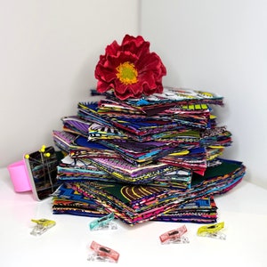 Pack of 42 Squares Quilting African print Fabric • 100% Cotton Fabric