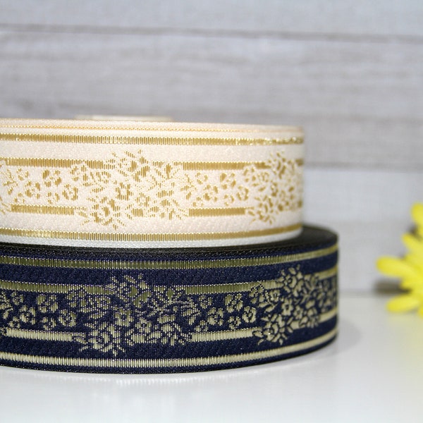 Jacquard Floral ribbon 1 1/4'' | Embroider jacquard ribbon | Flowers Sewing Trim | Jacquard Flowers motive trim