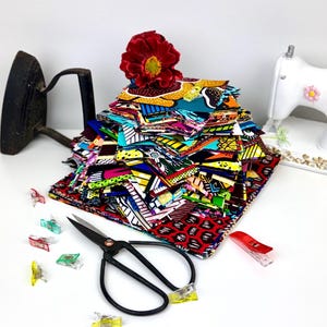 Charm Pack of 50 Squares Quilting African print Fabric • 100% Cotton Fabric