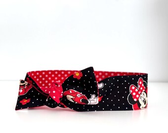 Reversible Kids Head Wrap • Head Tie • Knot Headband • Minnie Mouse/Polka Dot Hair Tie • Girls Dress Up