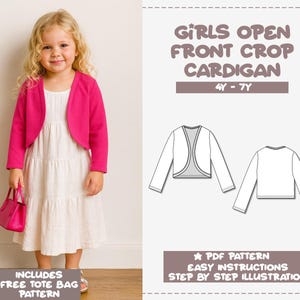 Girl&#39;s Crop Cardigan Sewing Pattern 4Y-7Y (PDF Pattern)