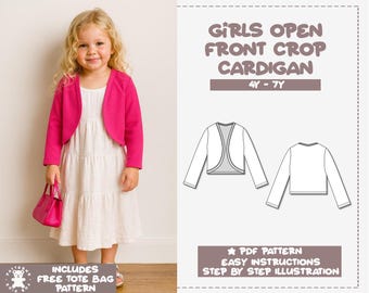 Girl's Crop Cardigan Sewing Pattern 4Y-7Y (PDF Pattern)