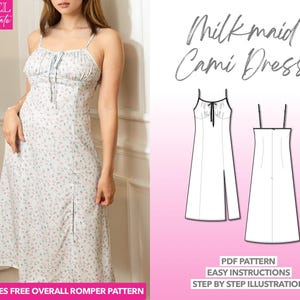 Milkmaid Cami Kleid Schnittmuster: Damen Midi Slip (PDF Muster XS-XXXL)