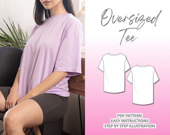 T Shirt Patron de Couture Tee Oversize PDF Patron T-Shirt Chemise Longue Patron de Couture Chemise Facile