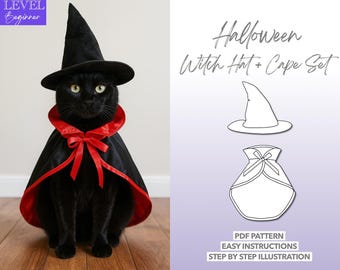 Pet Witch Hat and Cape Sewing Pattern: XS-XL Sizes (PDF Download)