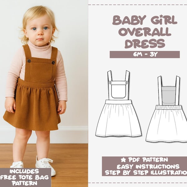 Baby Girl Overall Dress Sewing Pattern (PDF Pattern)